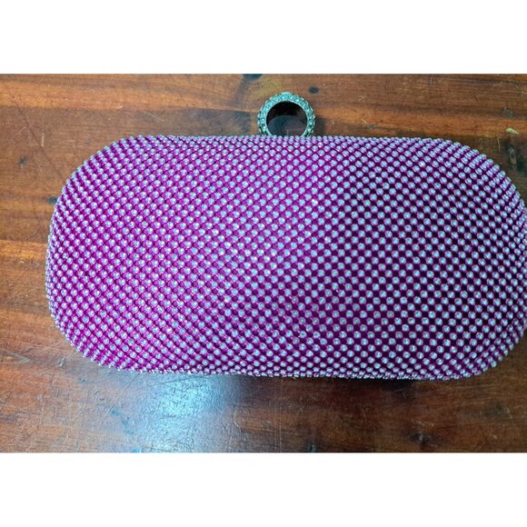 Wom Handbag Crystal Clutch Studded Pink Fuschia Purse Evening Holiday Bag - Picture 6 of 14